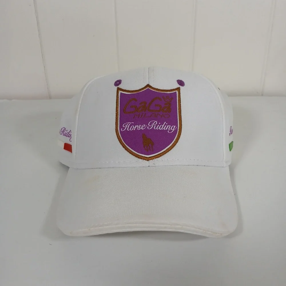 GaGa Milano Horse Riding Baseball Cap White Purple Italian Flag Equestrian‎ Hat